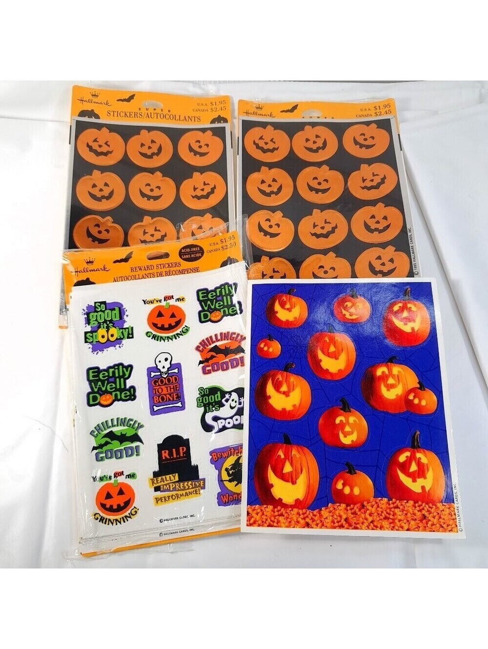 Hallmark Halloween Reward & super Stickers jack-o-lanterns pumpkins vintage